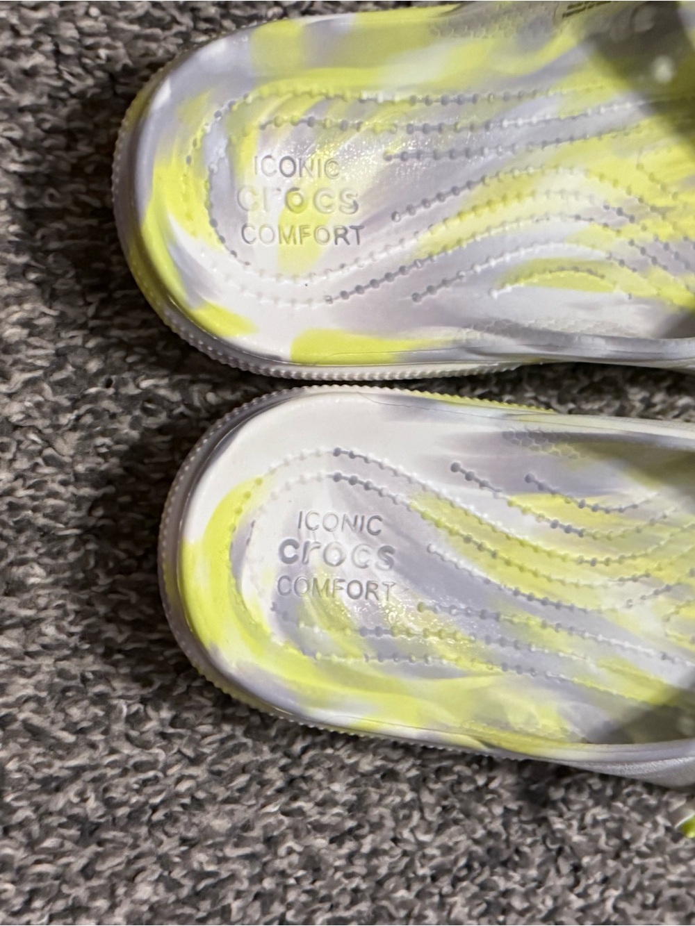 CROCS Kids Slip-On Sandals in Yellow and White Marble